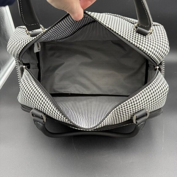 London Fog Oxford III 17" Cabin Bag Carry-On Travel Tote Black White Houndstooth - Picture 11 of 16